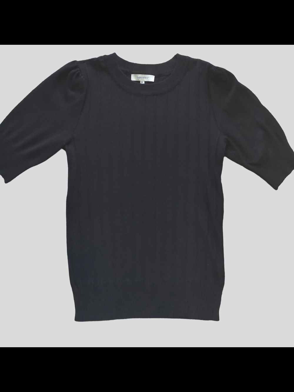 Women's Short Sleeve Black Knit Top